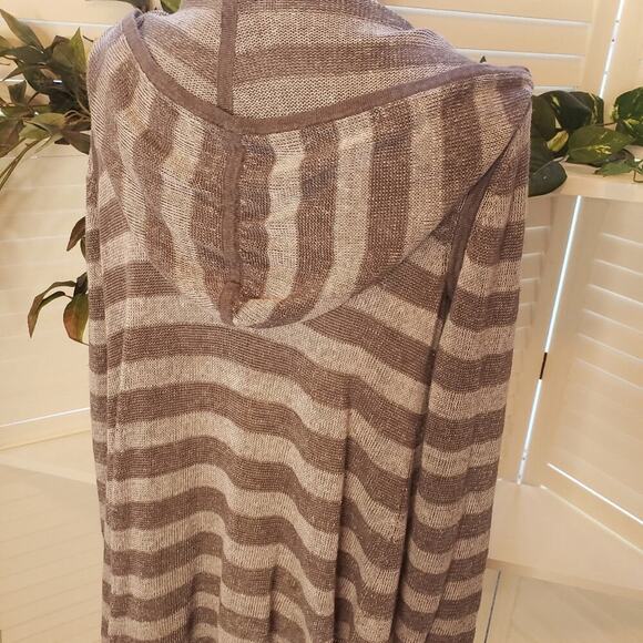EILEEN FISHER GRAY STRIPED HOODED CARDIGAN SIZE XS - Picture 2 of 8